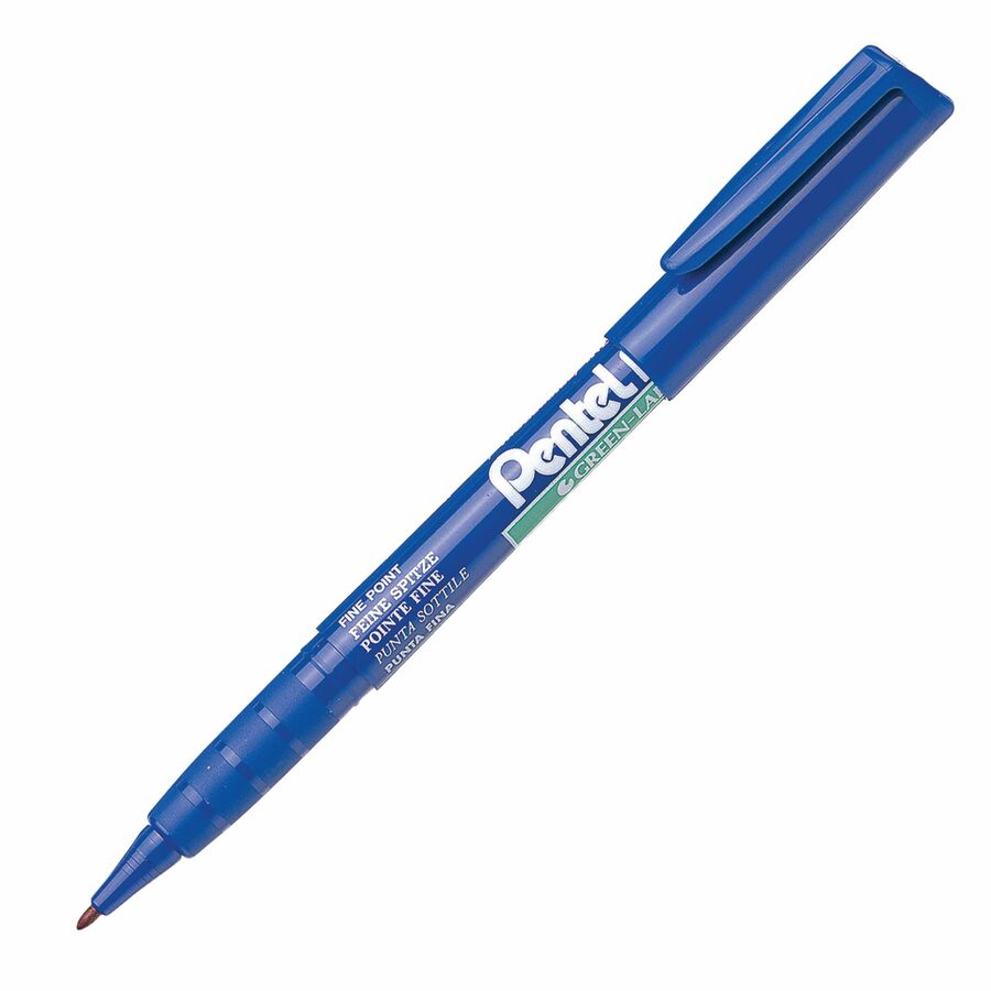 Pentel Green Label Permanent Marker (2.0mm), Bullet Tip, Blue Ink