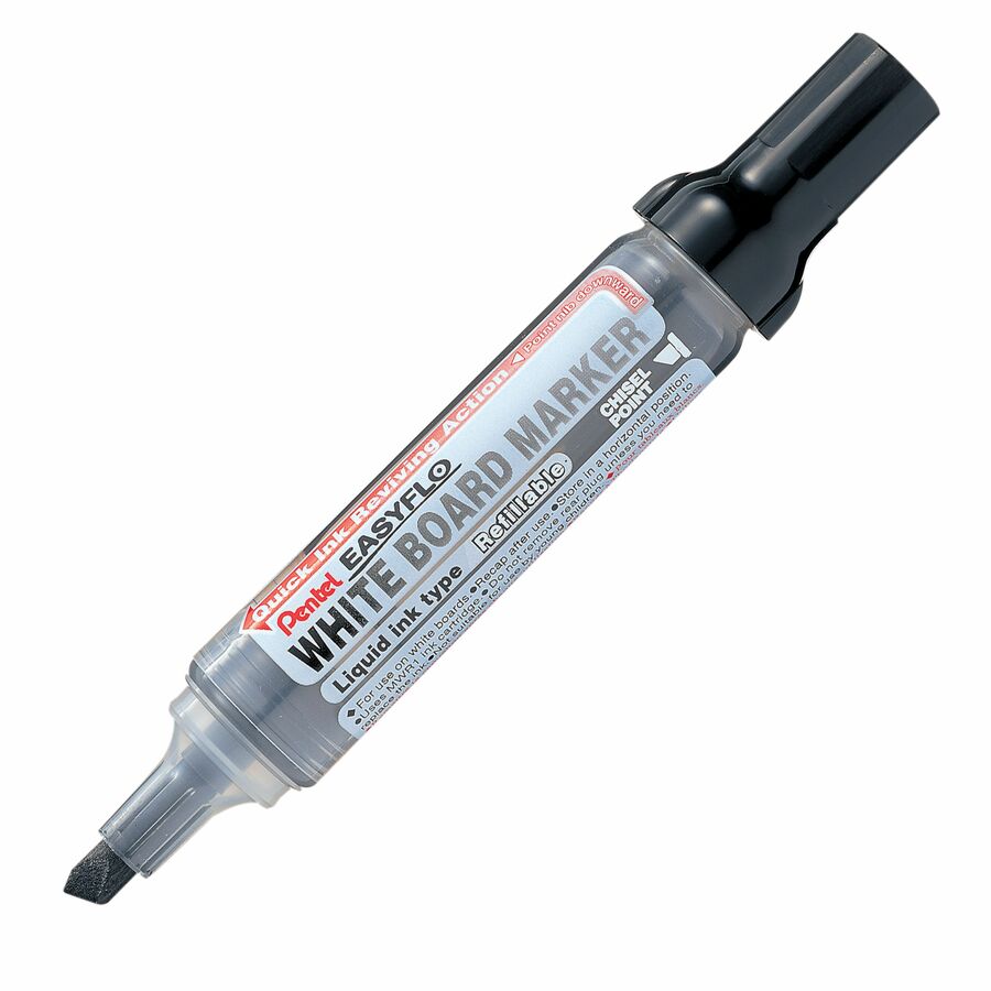 Pentel Easyflo White Board Marker, Chisel Tip (1.3/5.2mm), Black Ink