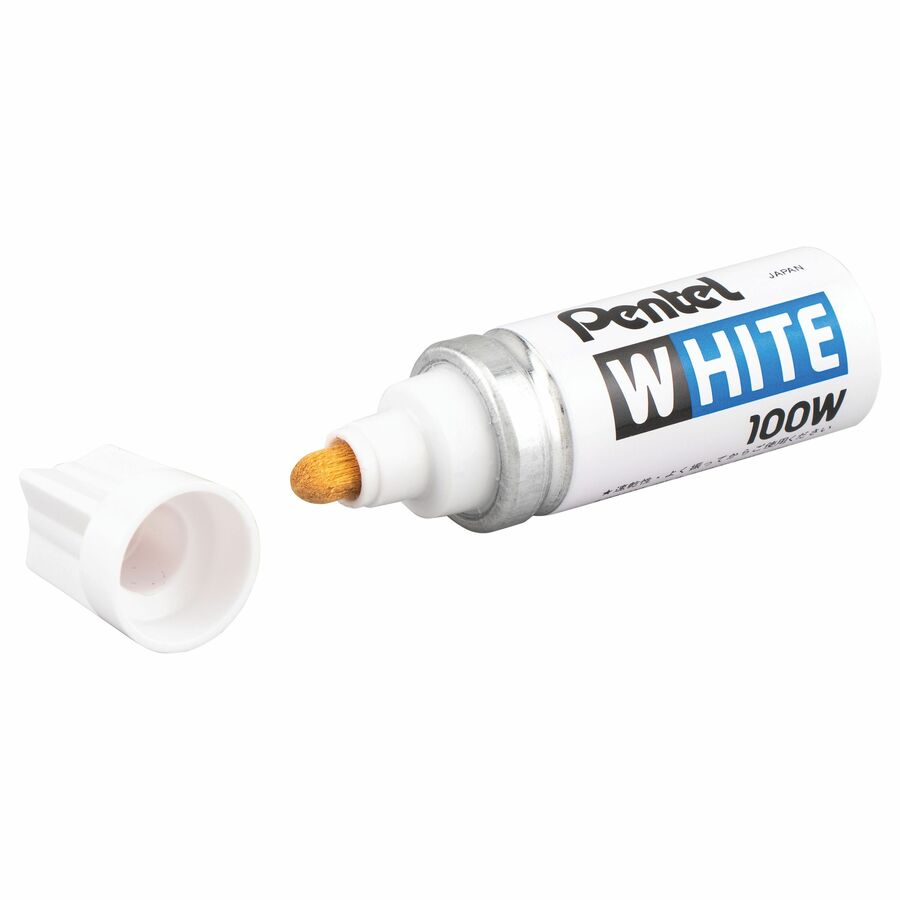 Pentel White Permanent Marker, Broad Point (6.6mm)
