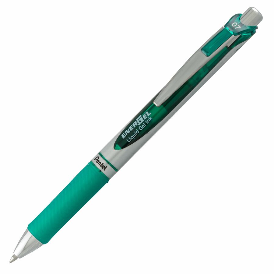 Pentel EnerGel Retractable Gel Roller, (0.7mm) Metal Tip, Green Ink