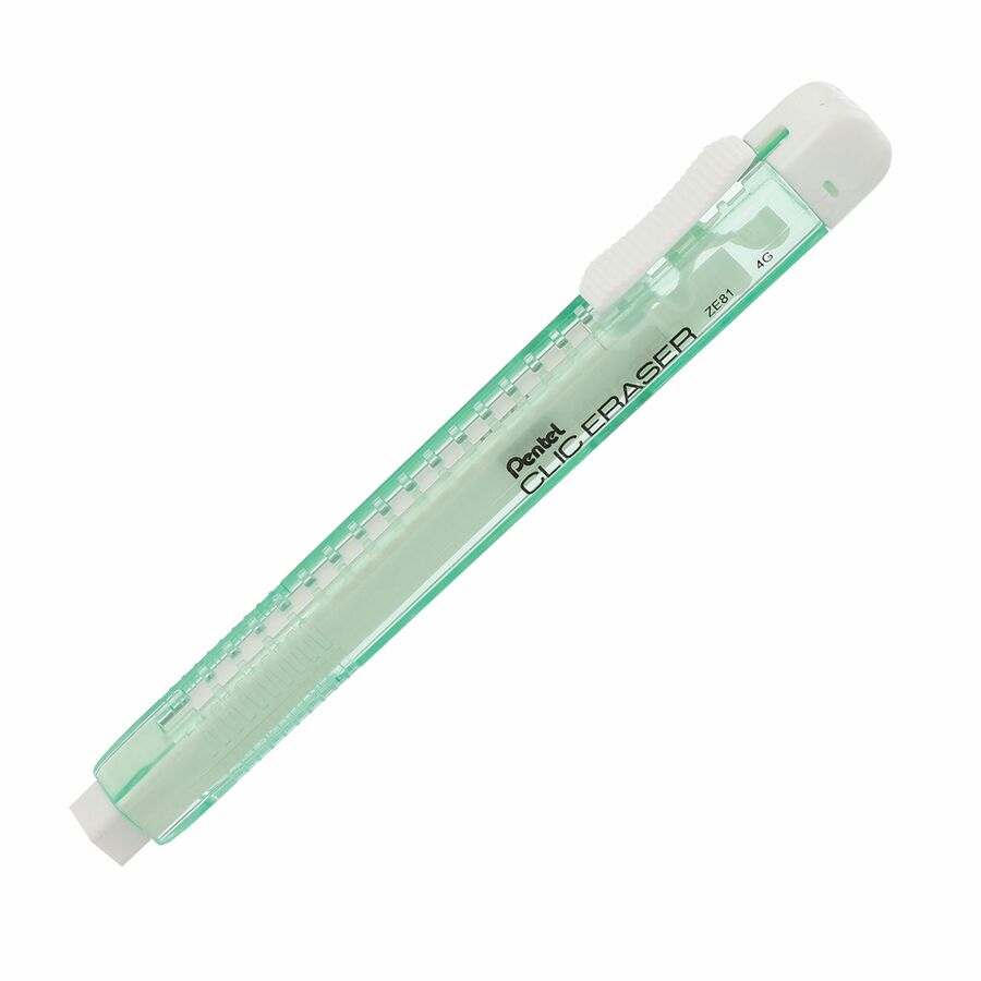 Pentel CLIC ERASER, Rectangular Retractable Eraser, Green Transparent Barrel