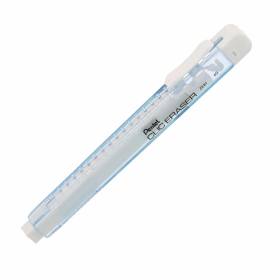 Pentel CLIC ERASER, Rectangular Retractable Eraser, Blue Transparent Barrel