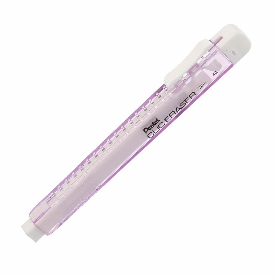Pentel CLIC ERASER, Rectangular Retractable Eraser, Violet Transparent Barrel