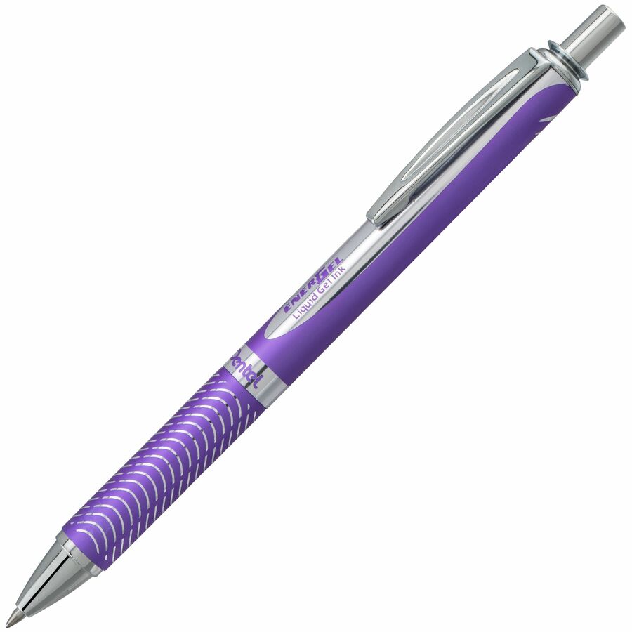 Pentel EnerGel Alloy Retractable Premium Liquid Gel Pen, (0.7mm) Metal Tip, Violet Barrel, Violet Ink