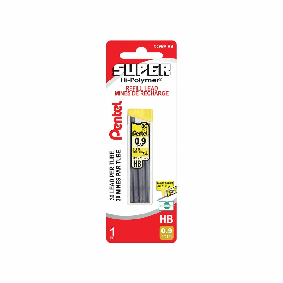 Pentel Super Hi-Polymer Lead Refill (0.9mm), HB, 30 Leads per Tube, 1PC Pack