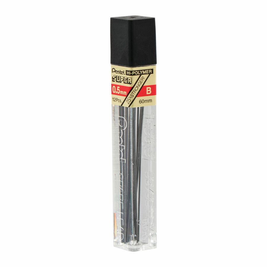 Pentel Hi-Polymer Super Lead Refill (0.5mm), B, 12 Leads per Tube