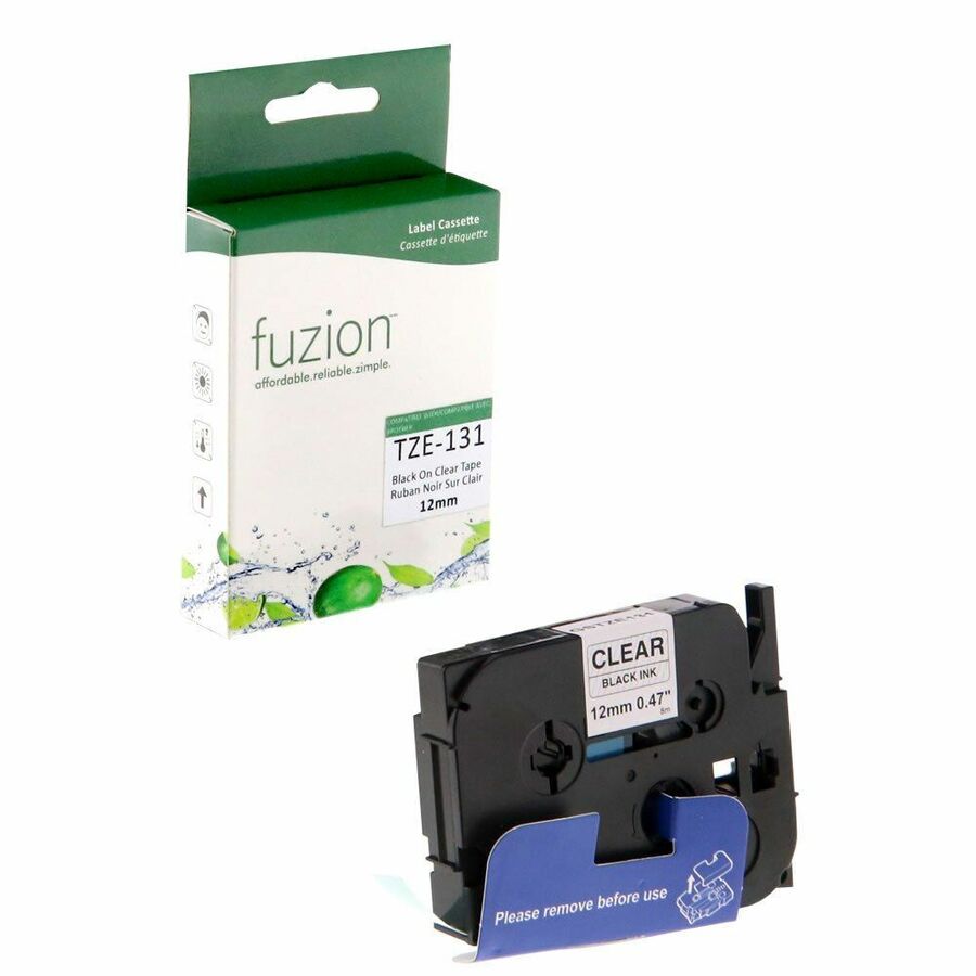 fuzion Compatible Tape Brother TZE-131 12mm - Black on Clear