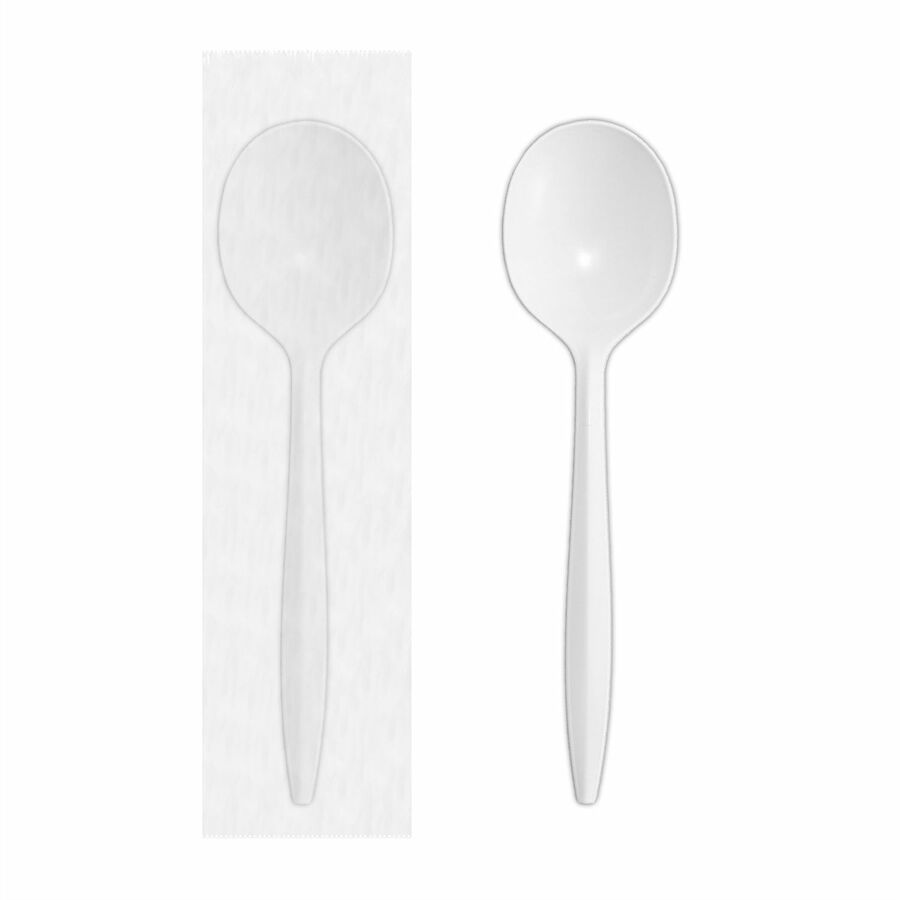 Dorfin Table Accents - Polypropylene Soup Spoons - 5.5" - Individually Wrapped
