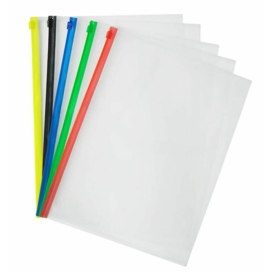 Merangue 6531-5000-00-000 - 5 Pack Letter Size Poly Envelope Colour Zipper