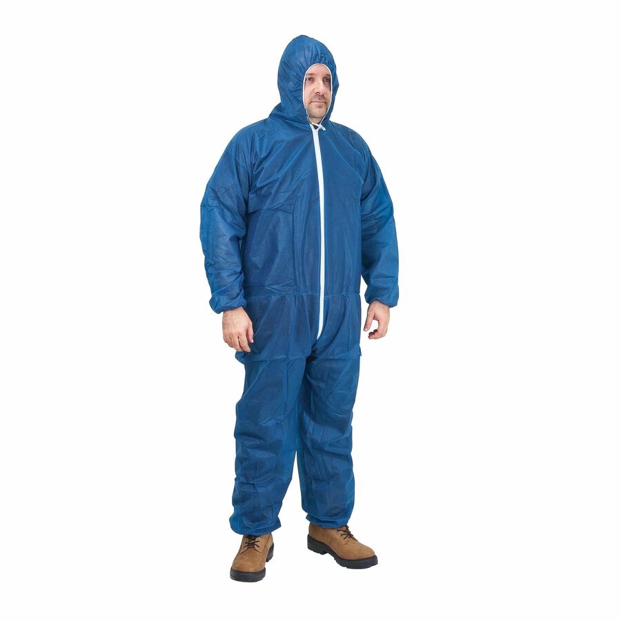 Zenith Hooded Coveralls, Medium, Blue, Polypropylene