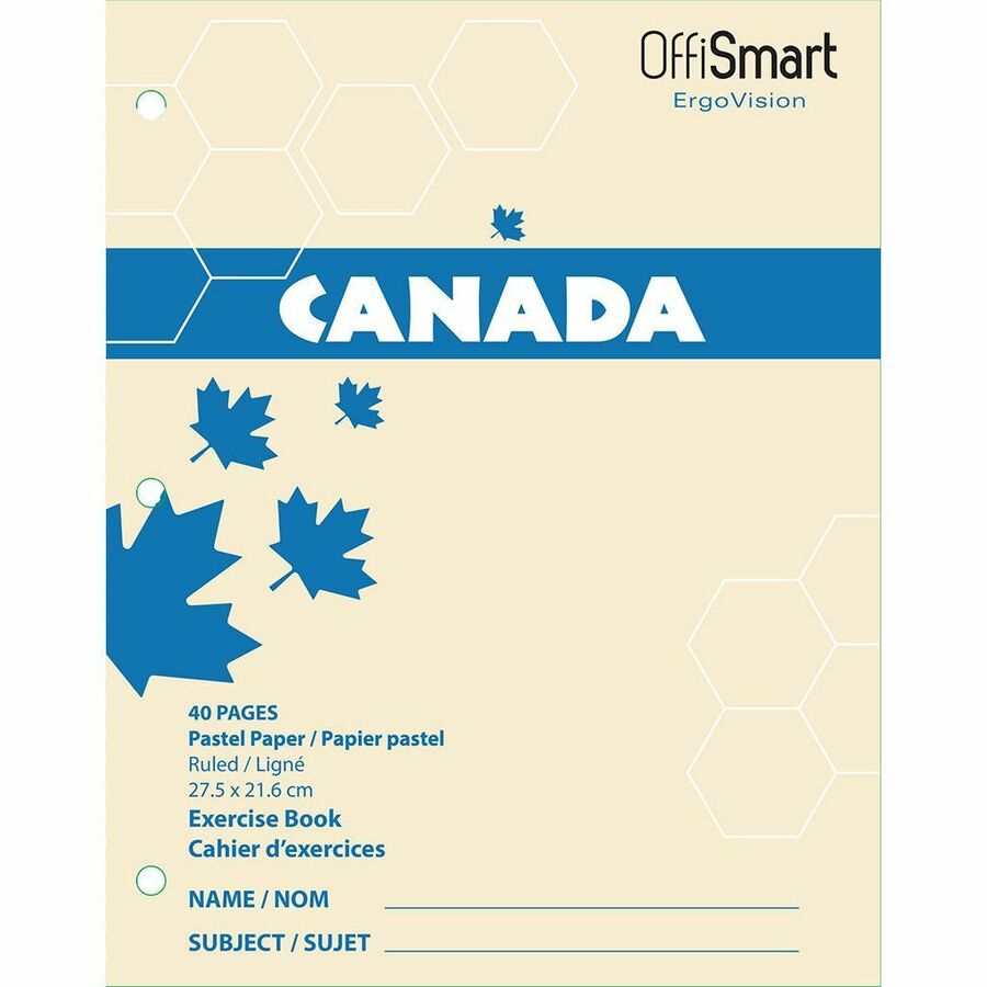 OFFISMART ErgoVision Ruled Exercise Notebook, Cream Paper, 40pg