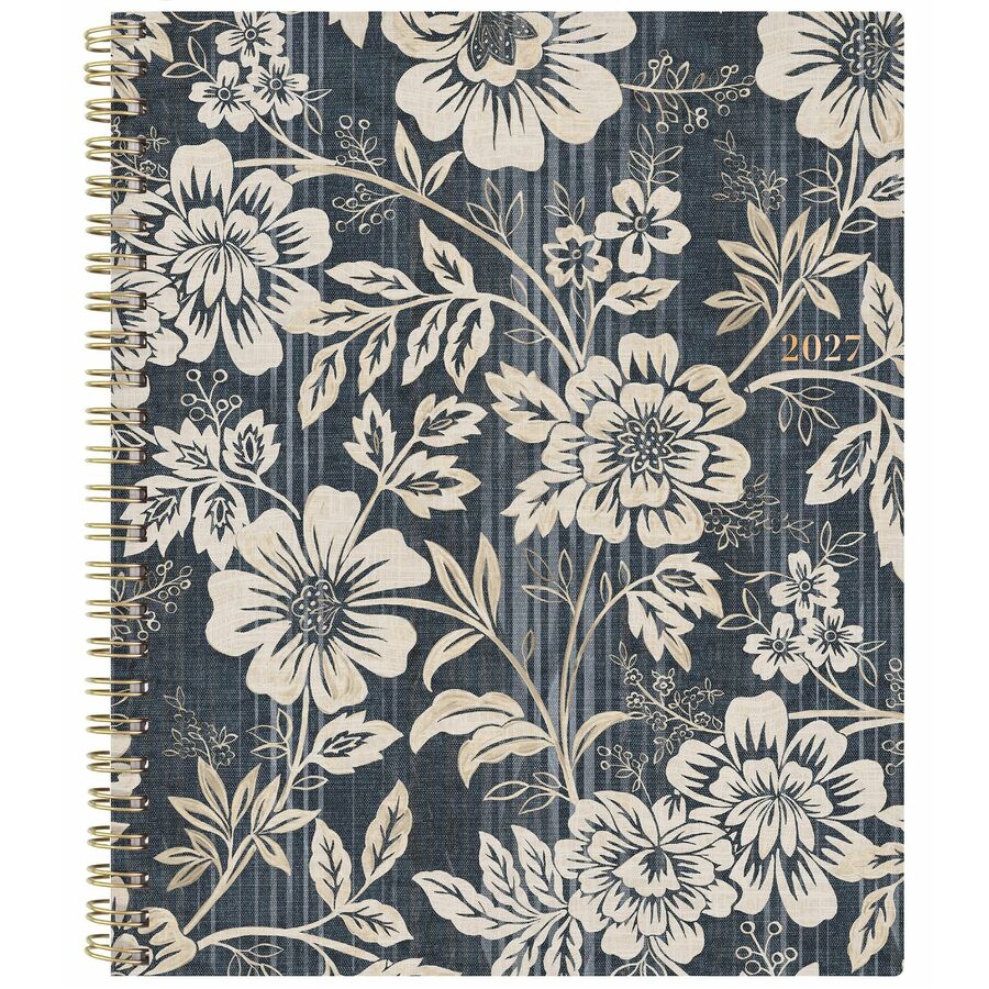 Cambridge Denim Blooms Weekly/Monthly Planner 11" x 8-1/2" Blue and White Floral