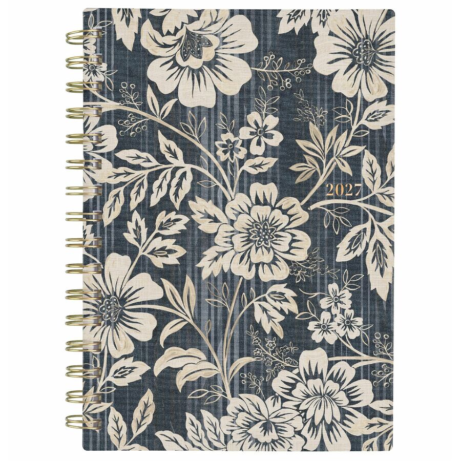 Cambridge Denim Blooms Weekly/Monthly Planner 5-1/2" x 8-1/2" Blue and White Floral
