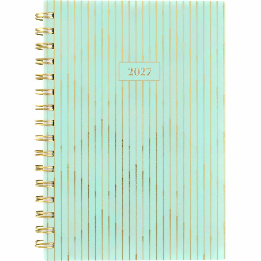 Cambridge Glimmer Weekly/Monthly Planner 8-1/2" x 5-1/2" Bilingual Green and Gold
