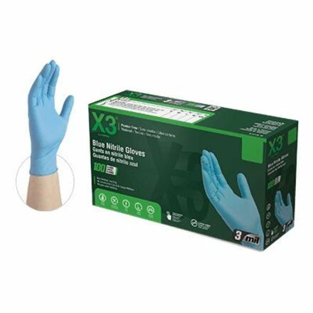 X3 Indl Blue Powder-Free Nitrile Glv