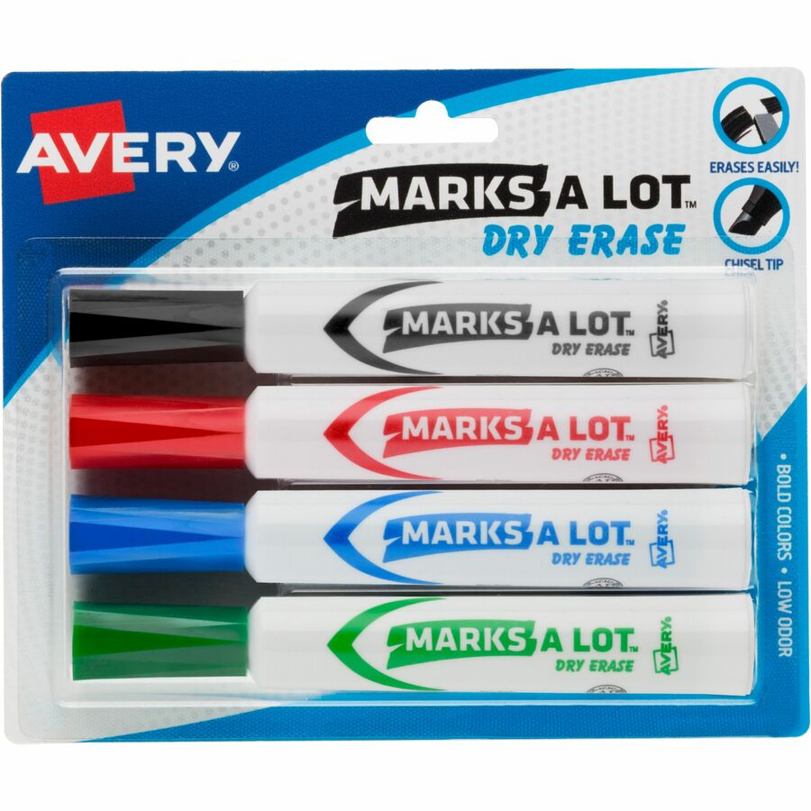 Quartet EnduraGlide Dry-Erase Markers, Chisel Point, Assorted Colors - 4 pack