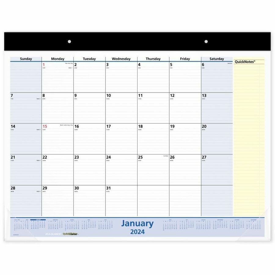 At-A-Glance QuickNotes Monthly Desk Pad - Yes - Monthly - 1.1 Year - January 2020 till January 2021 - 1 Month Single Page Layout - 22