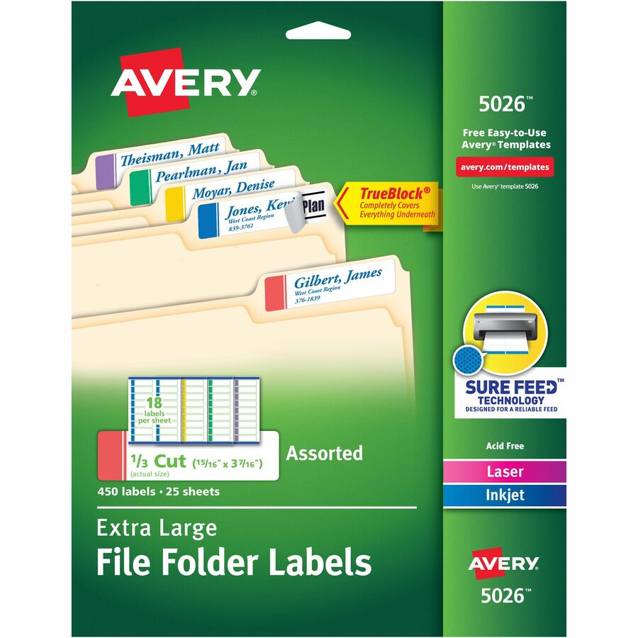 Avery® Extra-Large File Folder Labels - 15/16 Width x 3 7/16