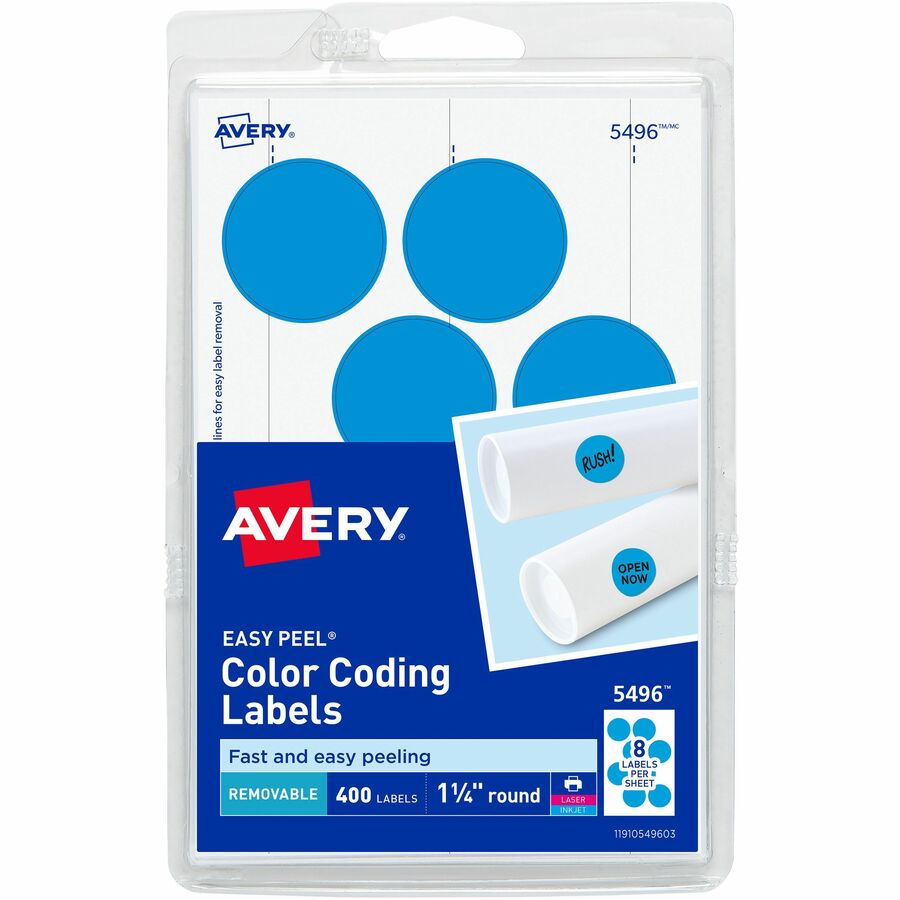 Round Color Coding Labels, Removable Adhesive, Laser & Inkjet