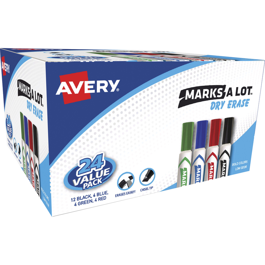 Avery Marks A Lot Large Desk Style Permanent Markers Chisel Point Assorted  Colors Set Of 12 - Office Depot