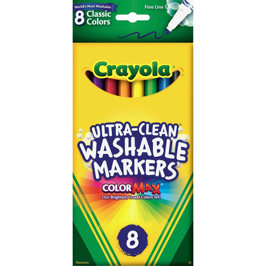 Crayola Washable Markers, Fine Line Assorted Colors, 12 Pack