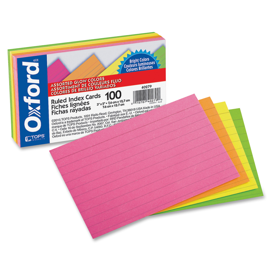 Oxford Printable Index Cards, 3 x 5 - 100 / Pack - Orange