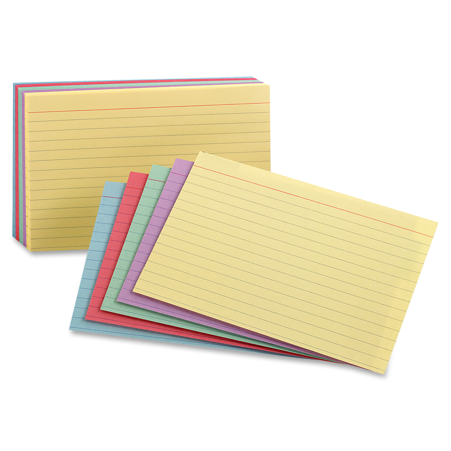 3 X 5 Assorted Neon Colored Index Card, 100 Sheets