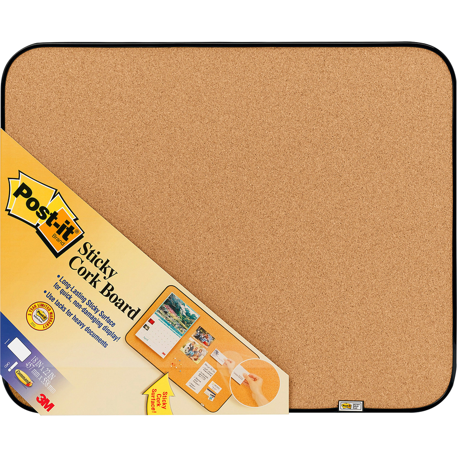MMM558BBS Postit® Sticky SelfStick Cork Board, 22 X 18, Natural
