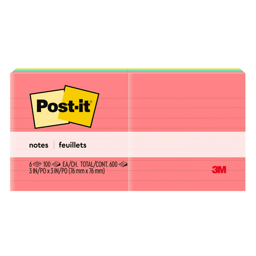 Post-it Neon Fusion Collection Lined Notes - Madill - The Office Company