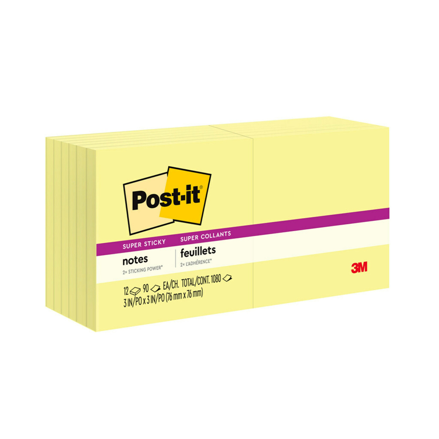 Post-it Notes super adhésives, 5,1 x 5,1 cm, 8 blocs, 2 fois plus