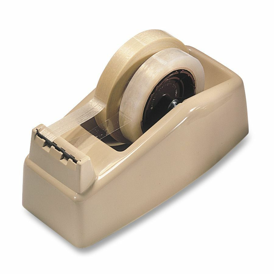 Scotch Two-Roll Desktop Tape Dispenser, 3 Core, High-Impact Plastic, Beige  
