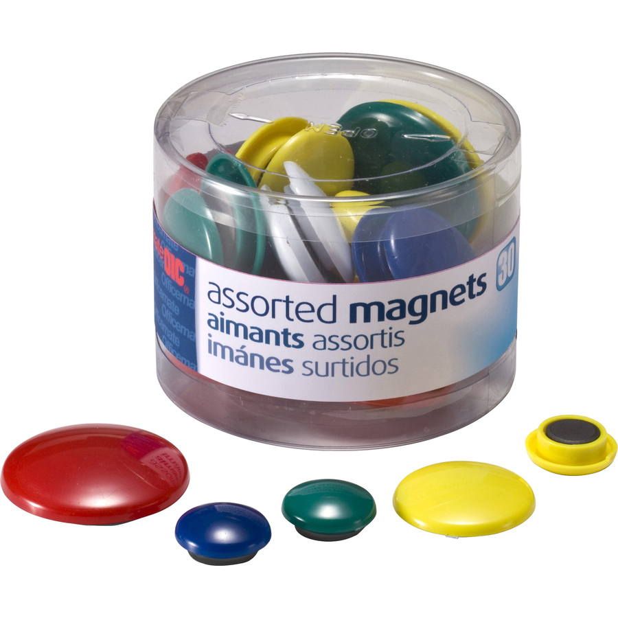 Officemate Round Handy Magnets - 30 x Magnet Shape - Red, Yellow