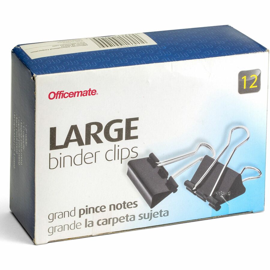Officemate Binder Clips, Large, Black, 12/Box