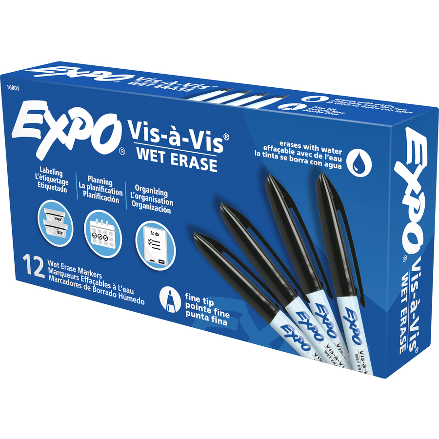 Expo Vis-A-Vis Wet-Erase Marker, Fine Point, Assorted, 8-Set