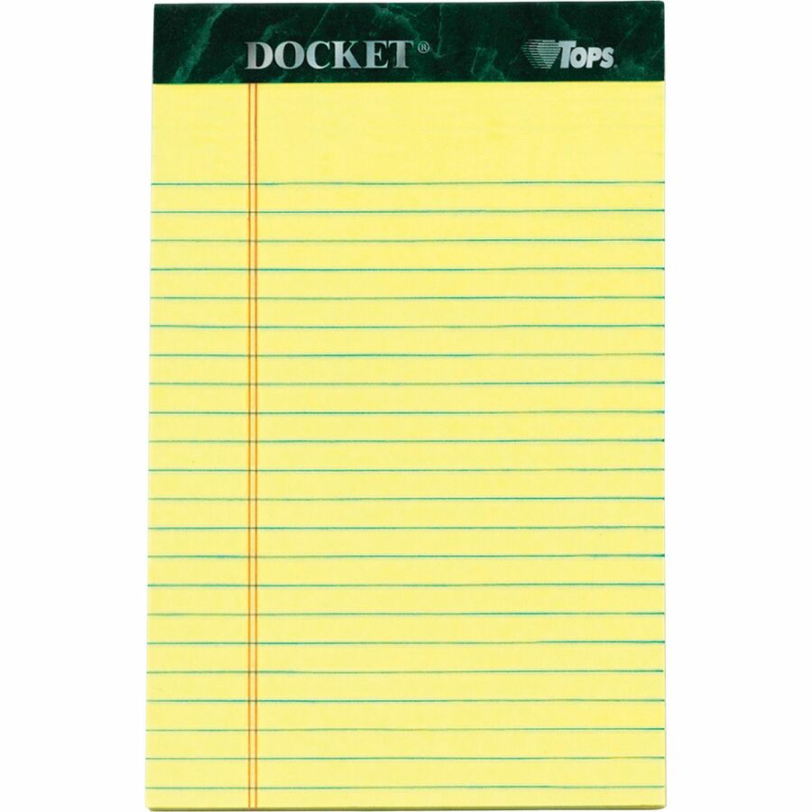 Jr 50 Sheets 63350 Legal Rule 5 x 8 Canary Paper 12 Pack TOPS Docket Writing Pads 