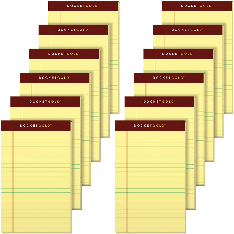 5 x 8 12 Pack Canary Paper Docket Writing Pads 50 Sheets Jr Legal Rule 