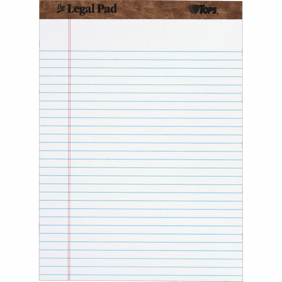 TOPS Docket Writing Pads, 8-1/2 x 11-3/4, Legal Rule, White Paper, 3-Hole  Punched, 100 Sheets, 3 Pack