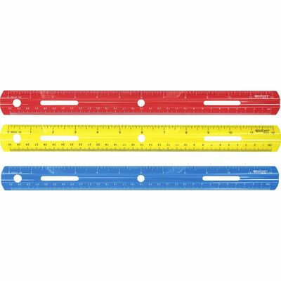 Clear Plastic Ruler, Standard/Metric, 6 Long, Clear, 2/Pack