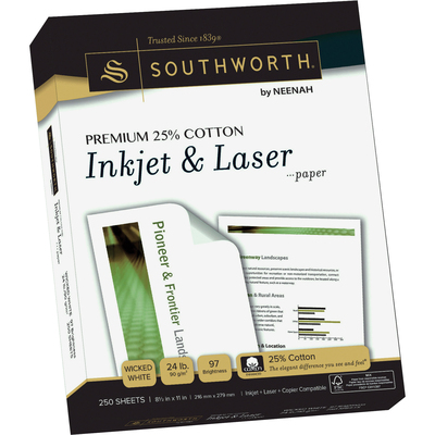 SOUJ344C : Southworth® Premium 25% Cotton Paper, 97 Bright, 24 Lb