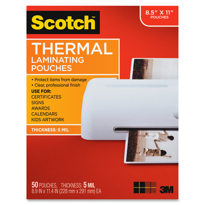 Thermal Laminating Pouches, 3 mil, 9 x 11.5, Matte Clear, 50/Pack -  Reliable Paper