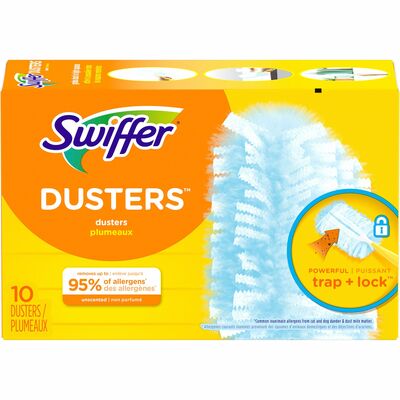 Swiffer 21459CT Refill Dusters, Dust Lock Fiber, Light Blue, Unscented,  10/Box, 4 Box/Carton