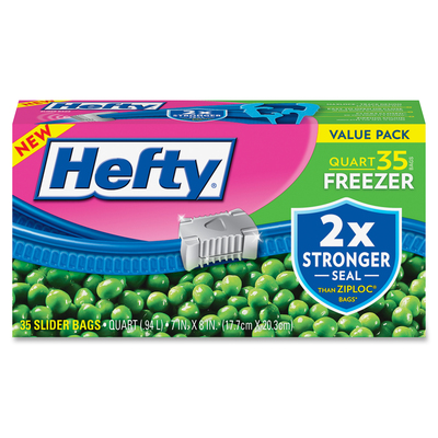 Hefty Slider Bags, 1 qt, 2.5 mil, 7 x 8, Clear, 315/Carton - BuyDirect