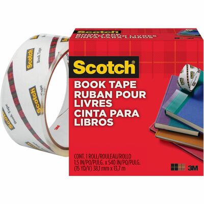 MMM845112 : Scotch® Book Tape, 3 Core, 1.5 X 15 Yds, Clear