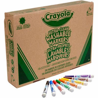 Crayola Ultra-Clean Washable Marker Classpack, Broad Bullet Tip