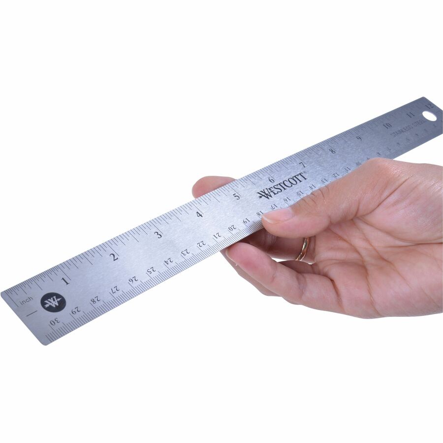 2 Pack Stainless Steel 12 Inch Metal Ruler Non-Slip Cork Back, with Inch  and Metric Graduations 2 Pack