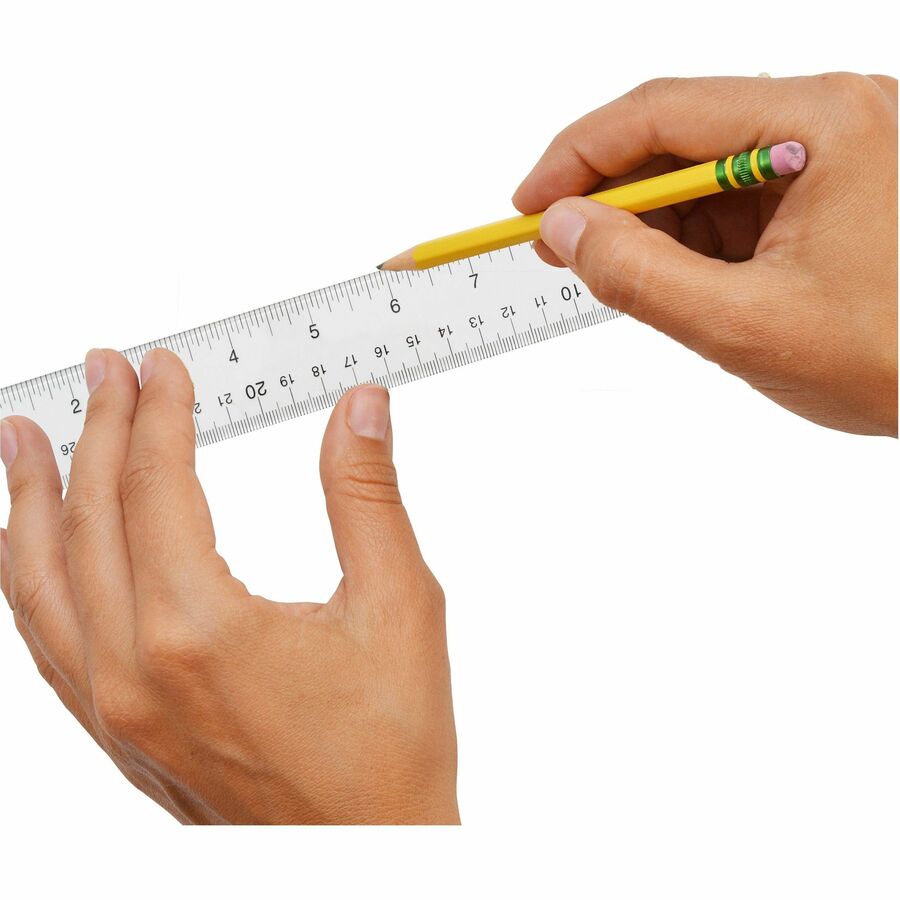 Officemate 12 In. Inch And Metric Measurement Stainless Steel Metal Ruler, Classroom Supplies, Household