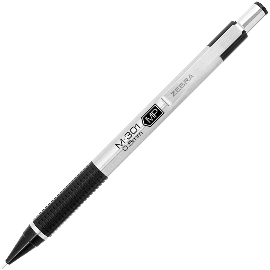 0.5 Mm "Zebra M-301 Mechanical Pencil Stainless Steel W/black Accents Barrel" 