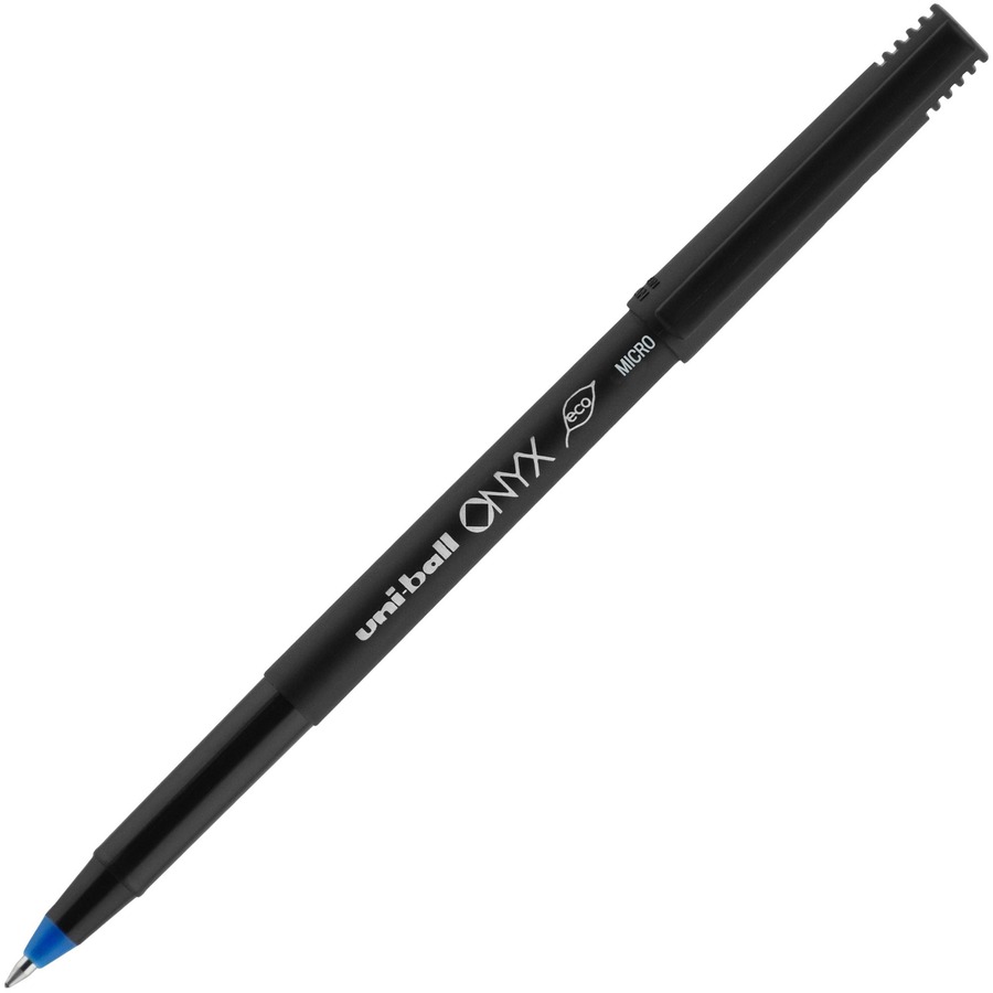 uniball™ Onyx Rollerball Pens - Micro Pen Point - 0.5 mm Pen Point Size -  Blue - 1 Dozen - R&A Office Supplies