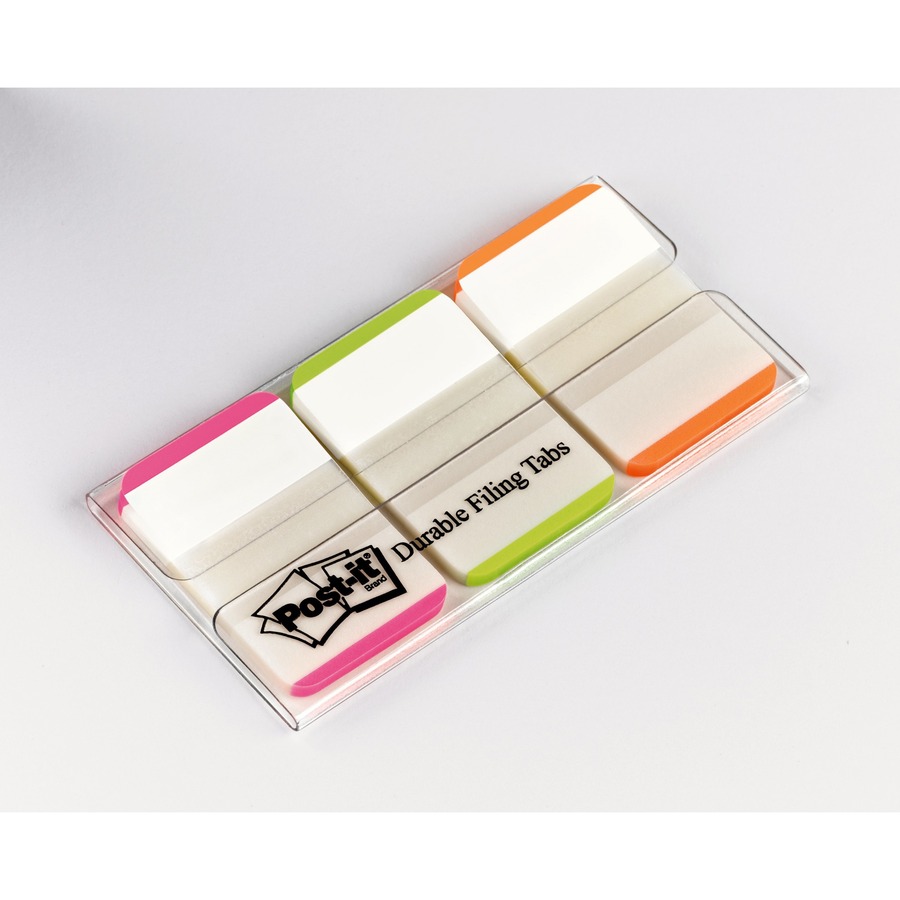 Post-it® Durable Tabs - 66 Write-on Tab(s) - 1.50 Tab Height - Pink,  Green, Orange Tab(s) - Repositionable - 66 / Pack