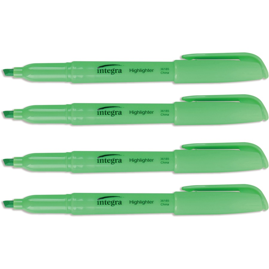Integra Pen Style Highlighters, Assorted Fluorescent Colors- 5/Set 